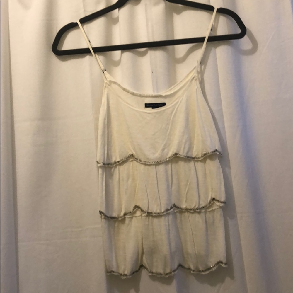 Cream Cami with Beaded Ruffles